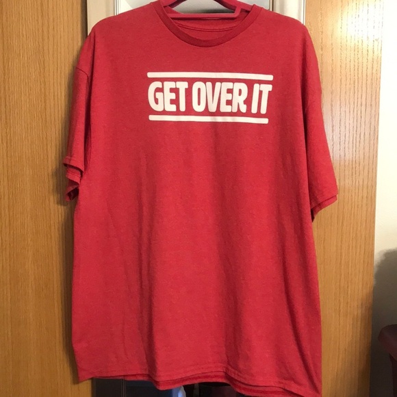 DOM “Get Over It” red short sleeve tee shirt size XL. - Picture 1 of 7